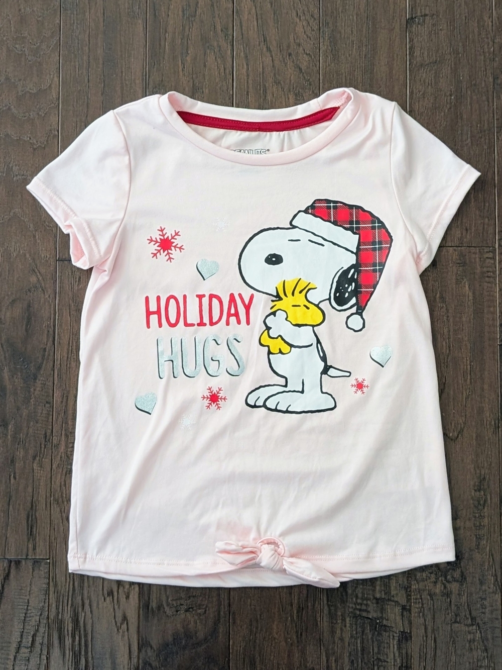 Peanuts Light Pink Girls Short Sleeve Tee With Your Waist 7/8